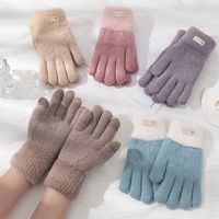 Daily Touch Screen Knitted Gloves Thick Cold Proof All Finger Gloves Windproof Short Mittens Outdoor Cycling Driving