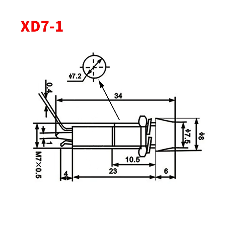 10pcs 7mm XD7-1 10mm XD10-1 12V 24V 220V Indicator light Signal light Pilot light