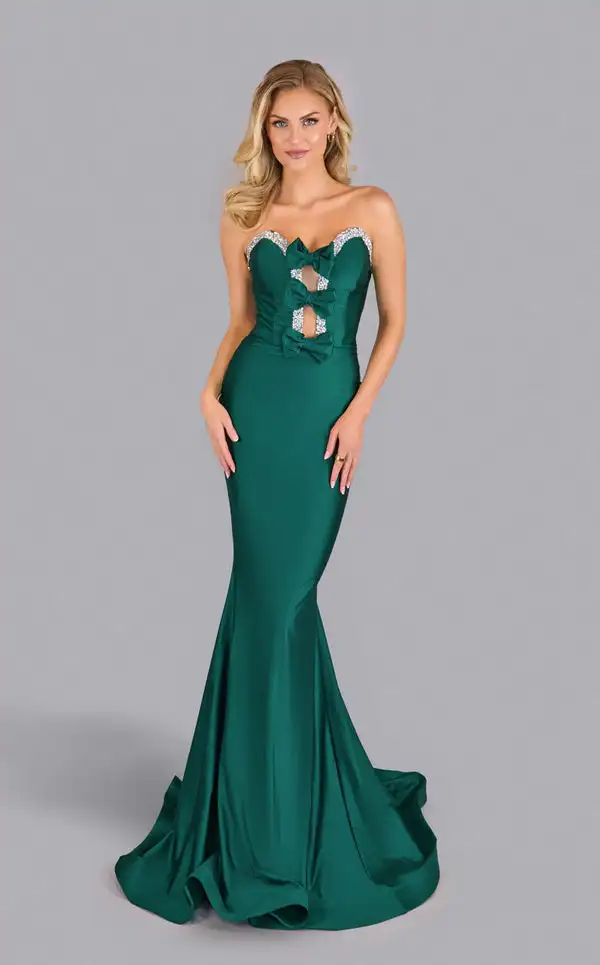 

Customized Exquisite Charmeuse Sequined Bow Pleat Trumpet Sweetheart Long Dresses Bespoke Occasion Dresses Fashion High quality
