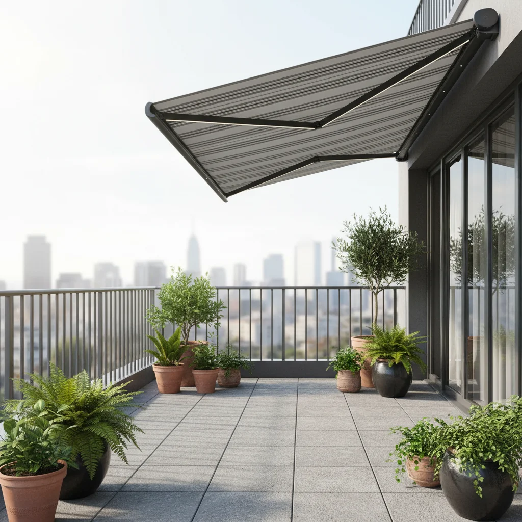 Modern Heavy Duty Aluminum Frame Electric Acrylic Canvas Remote Control Retractable Awning, UV Protection, PDC Coating