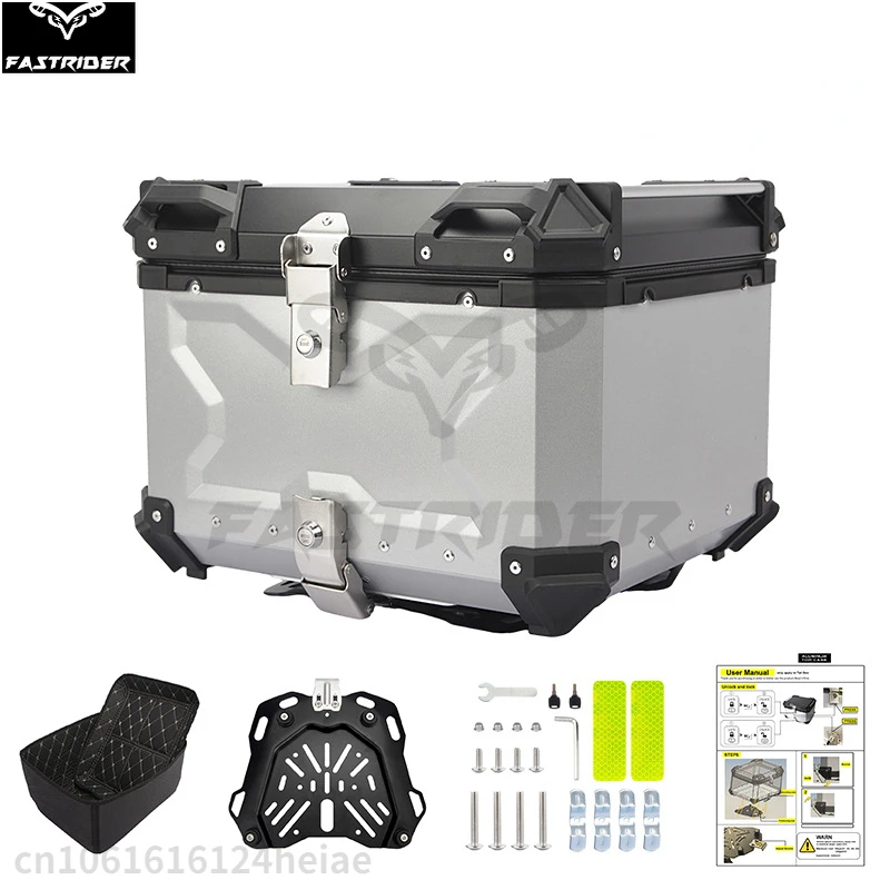 55L Large Capacity Motorcycle Aluminum Alloy Rear Trunk Luggage Case Quick Release Motorbike Waterproof Storage Box Universal