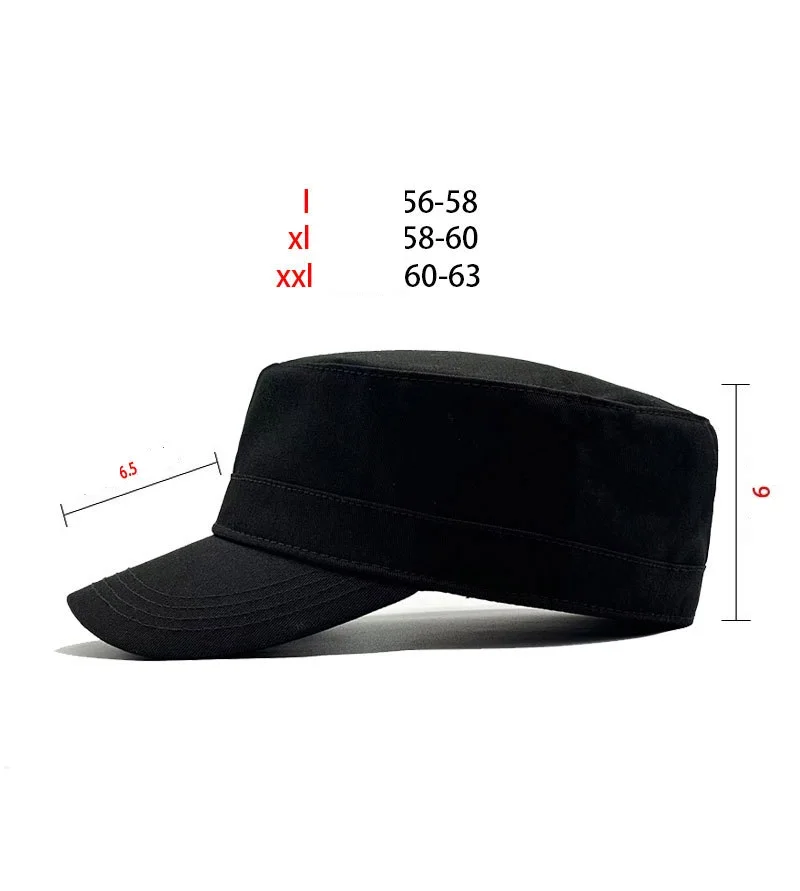 Big Head Man Large Size Pure Cotton Army Flat Cap Outdoors Baseball Cap Summer Polyester Plus Size Military Hat 55-60cm 60-65cm