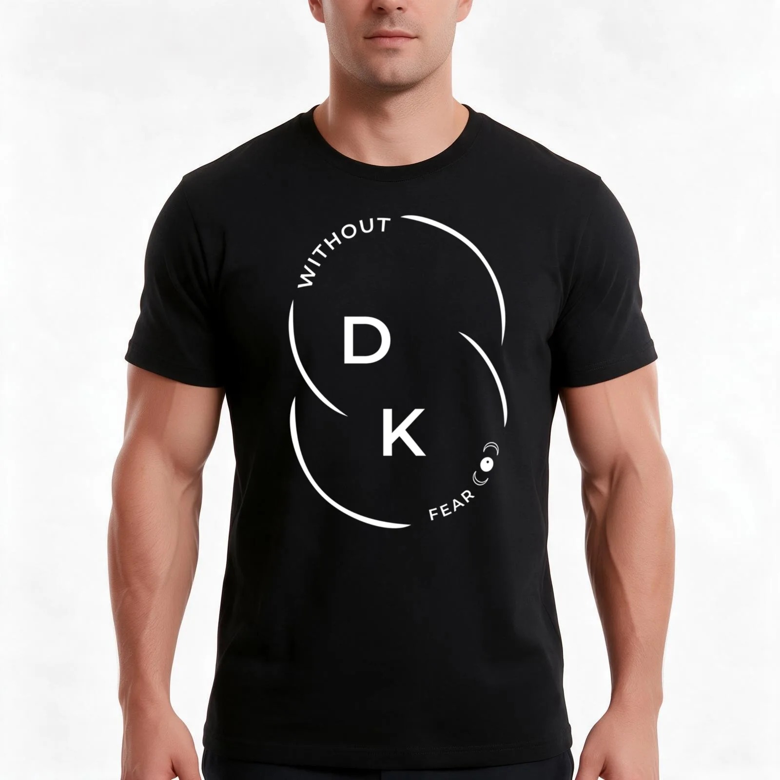 DK Without Fear Initials Design T-Shirt, Summer Casual Cotton Tee, Oversized Streetwear Tops, Vintage Graphic Print, 100% Cotton