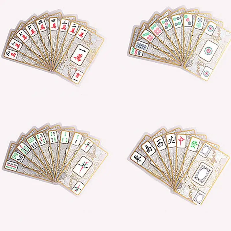 148 Crystal Mahjong Playing Cards Matte Waterproof Travel Game Pokers Set Accessories For Family Gathering Party And Bar