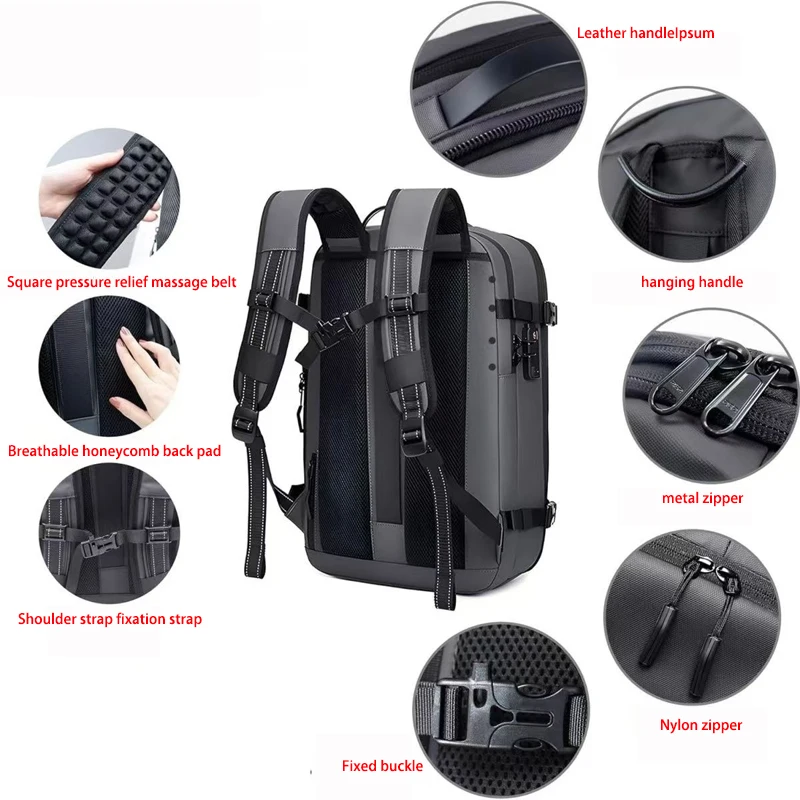 Vacuum Compression Travel Backpack Men 17 Inch Laptop Backpack Large Capacity School Backpack Outdoor Expand Business Knapsack