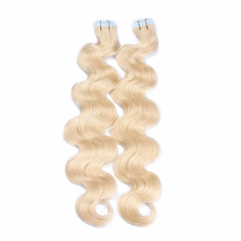 Body Wave #613 Blonde Tape In Human Hair Extensions 14-28inch Mongolian Remy Double Sided Adhesive Skin Weft Hair Extensions