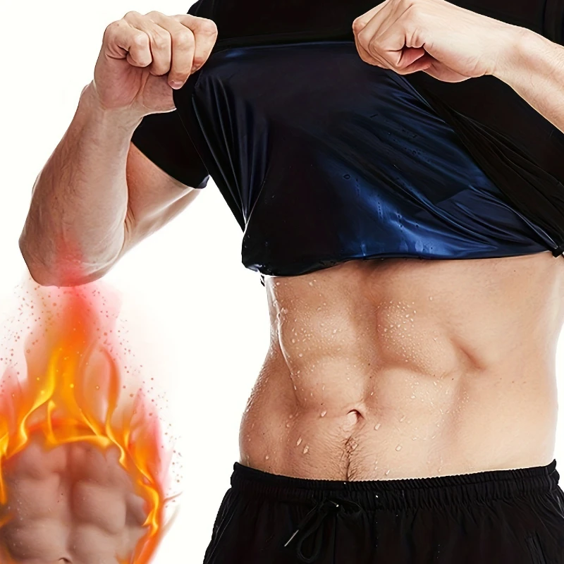 

Men's Short Sleeved Sweatshirt Sports Fitness Corset European and American Plus Size Belly Cinching Waist Cross-Border Shapewear