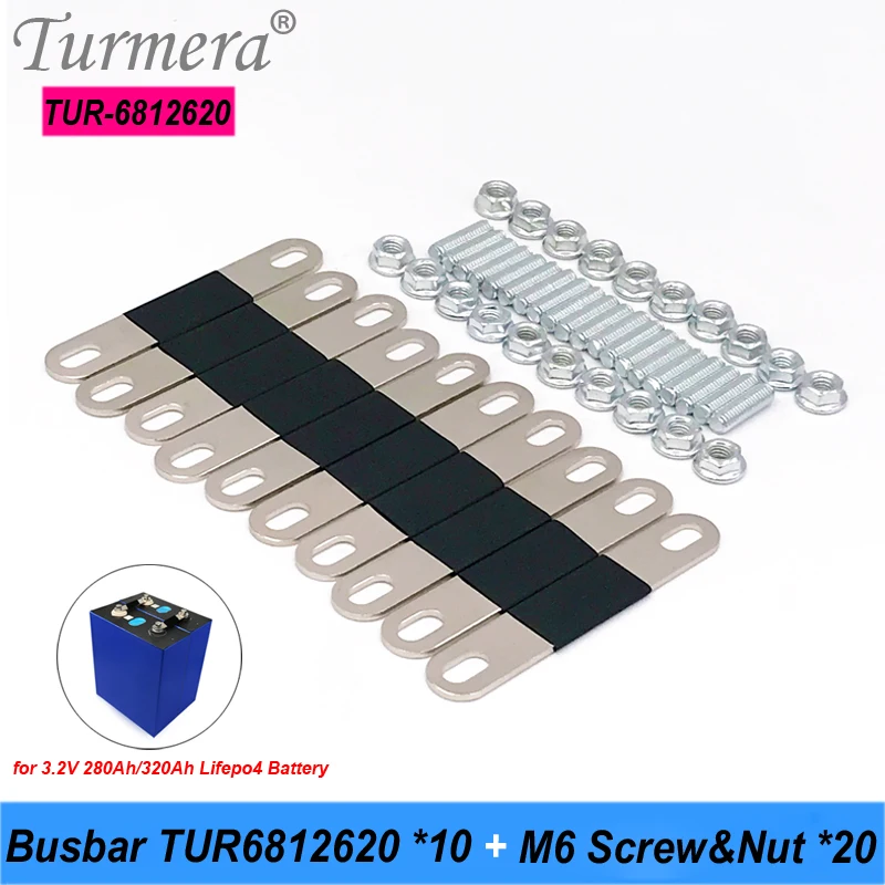 Turmera Busbar Lifepo4 Battery 12V Copper Connecter for 280Ah 310Ah 320Ah Lifepo4 Battery Cell Use in 12.8V Solar System 10Piece