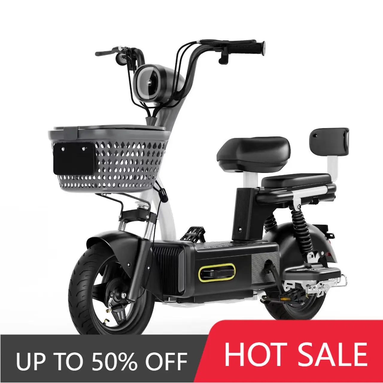 RRE 48V 14-inch adult electric bicycle parent-child electric bicycle 3C certified high carbon steel frame two-seater city commut