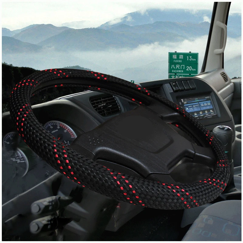 Auto Car Steering Wheel Cover Big Truck Bus Van Lorry Large Trailer SUV Volant For 36 38 40 42 45 47 50 CM Ice silk Breathable