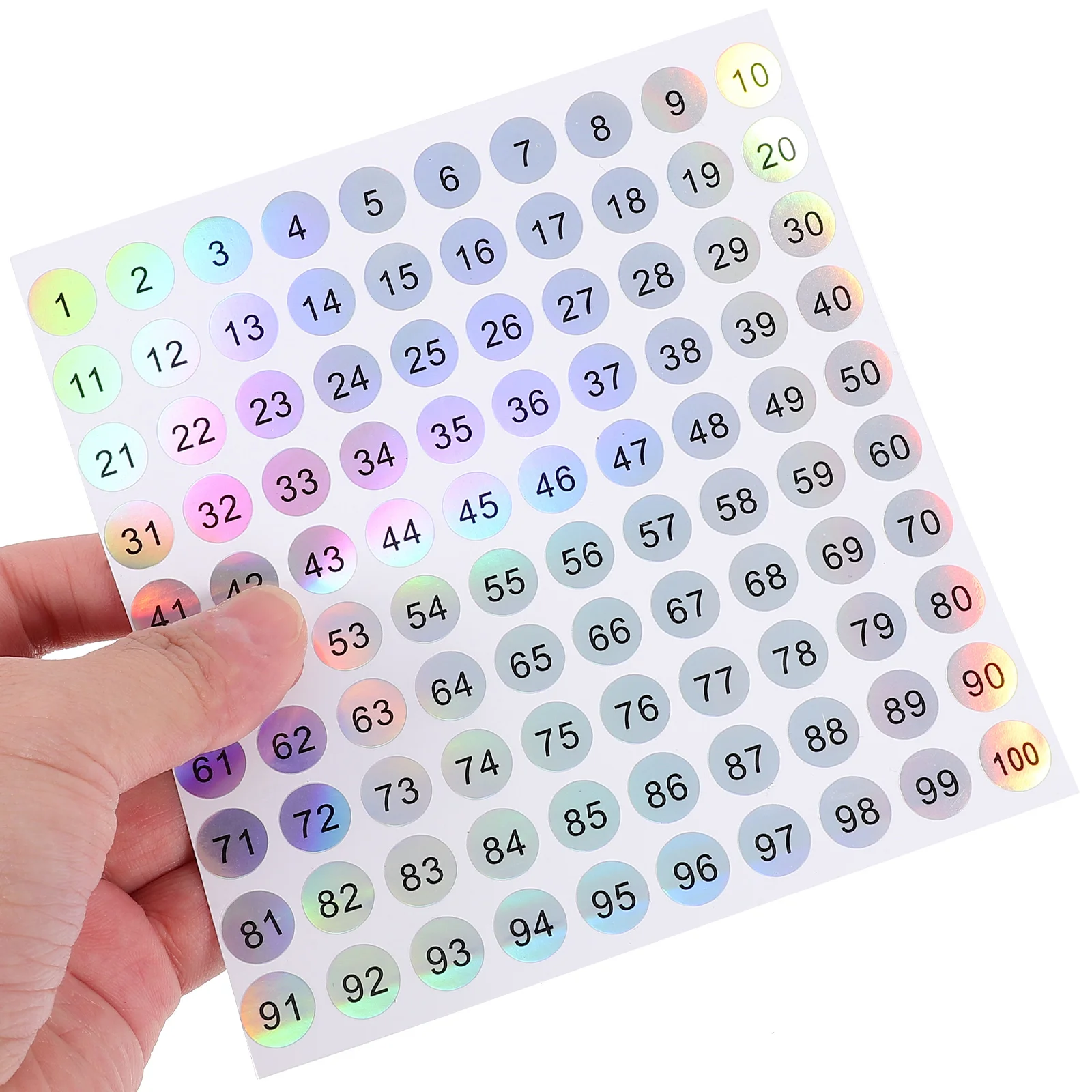 20 Sheets Sticker Serial Number Color Changing Round Stickers Office Label Classification Digital