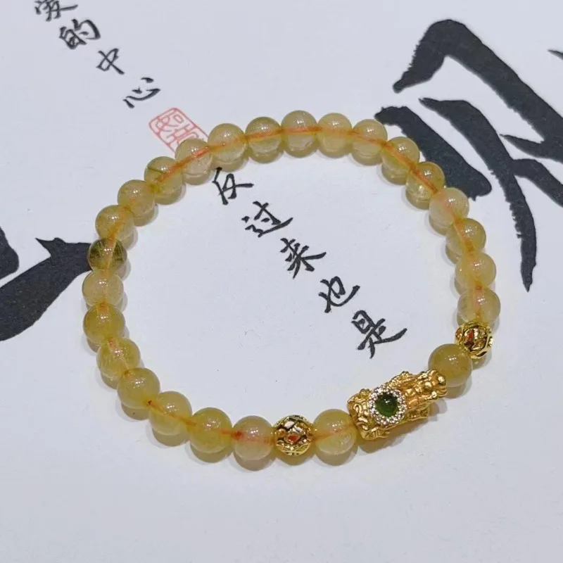 

Новый натуральный цитрин с Pixiu аксессуары браслет Изысканные женские модели