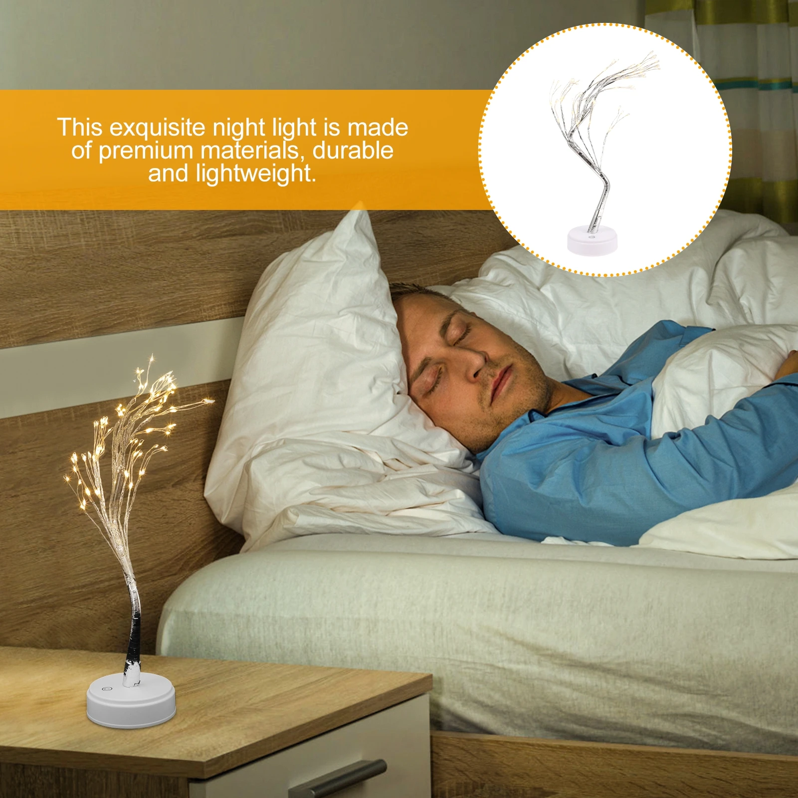 Tree Light Desktop Shape Lamp Night for Bedroom Tabletop Adjustable Indoor Plastic Lighted Trees Decor