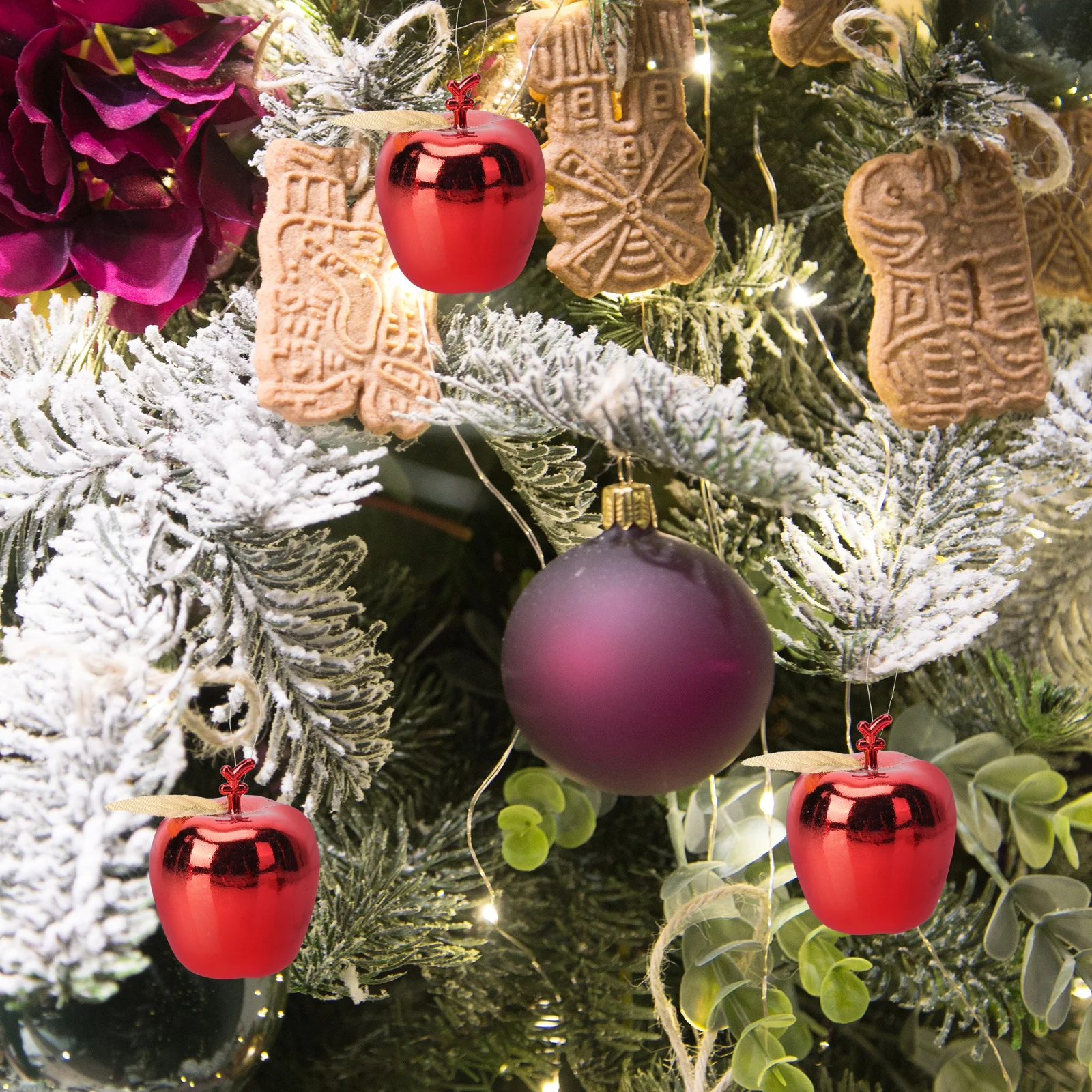 

24pcs Christmas Apple Decorations Xmas Pendants For Tree Wreath Rattan Hanging Ornament Festival Home Decor Simulation Pendant