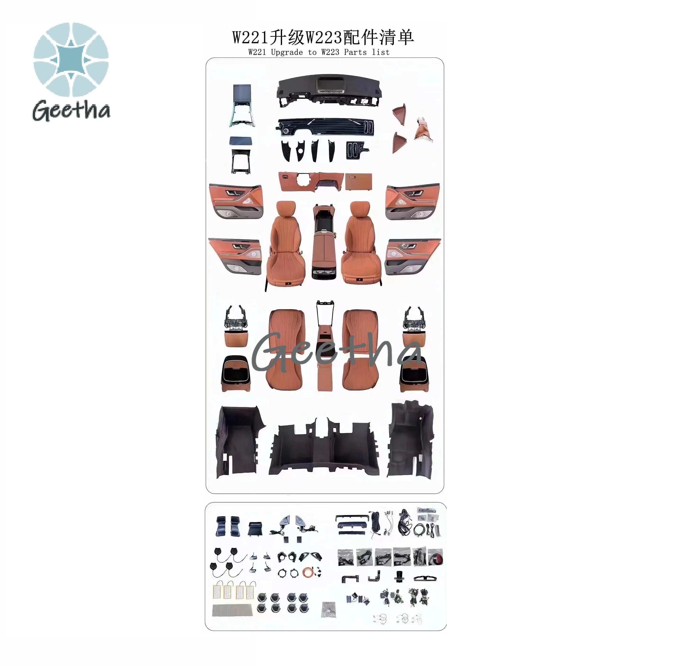 

For Interior Kit for W221 Upgrade To W223 S-class Modification Accessories Luxury Car Tuning Parts