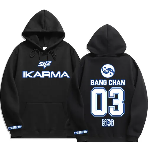 Imagen 2 del producto KPOP KARMA Sudadera con capucha de gran tamaño para mujer y hombre, sudadera Harajuku, ropa de calle, jersey de Hip Hop, chaqueta con capucha, ropa para parejas