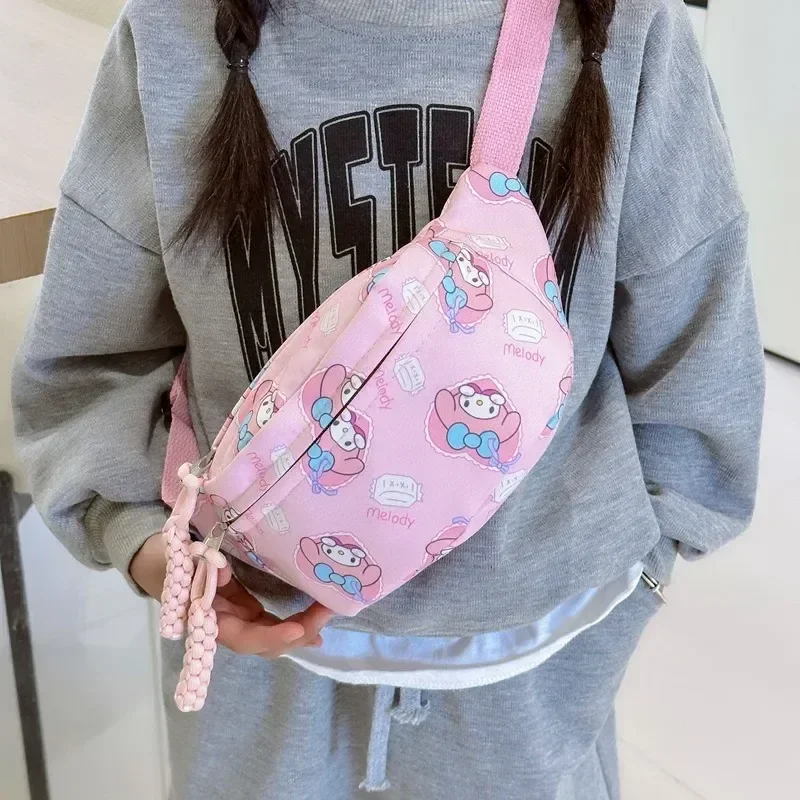 Sanrio Children's Chest Bag Cartoon Kuromi My Melody Hello Kitty Leisure Joker Kids Shoulder Bag Large-capacity Leisure Bags