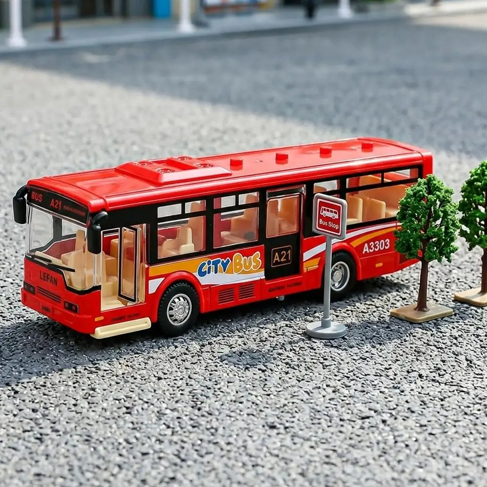 Autobús Urbano de Juguete con Retroceso, Modelo Realista de Vehículo de Transporte Público, Funciona por Fricción, Regal
