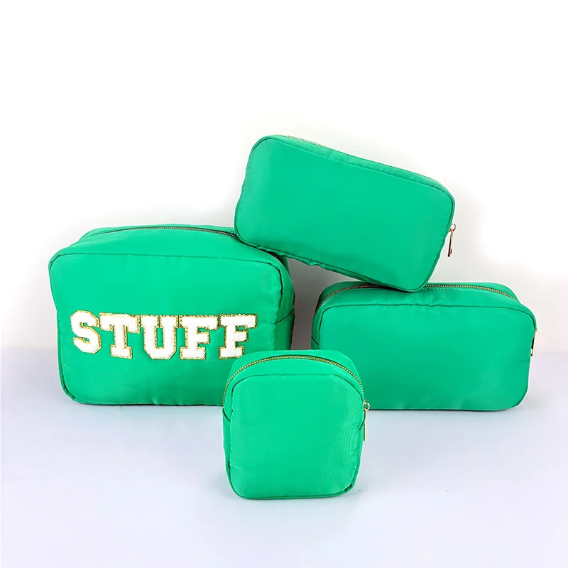 Fruit Green Nylon Waterproof Cosmetic Bag, Women's Cosmetic Storage Bag, Picnic Insulated Bag, Cooler Bag, Travel Storage Bag