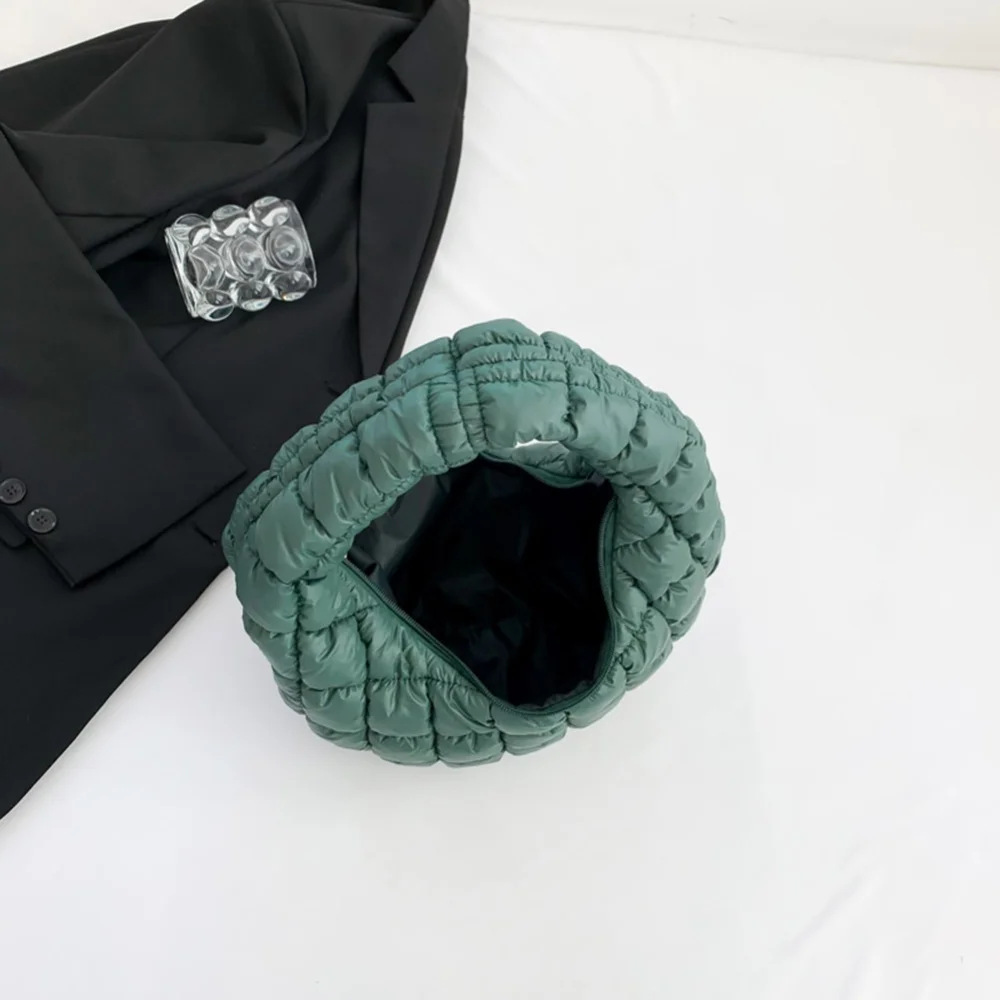 Women Padded Hobo Bag Versatile Soft Satchel Bag Lightweight Down Clutch Bag Quilted Tote Handbag Fall Winter Purse