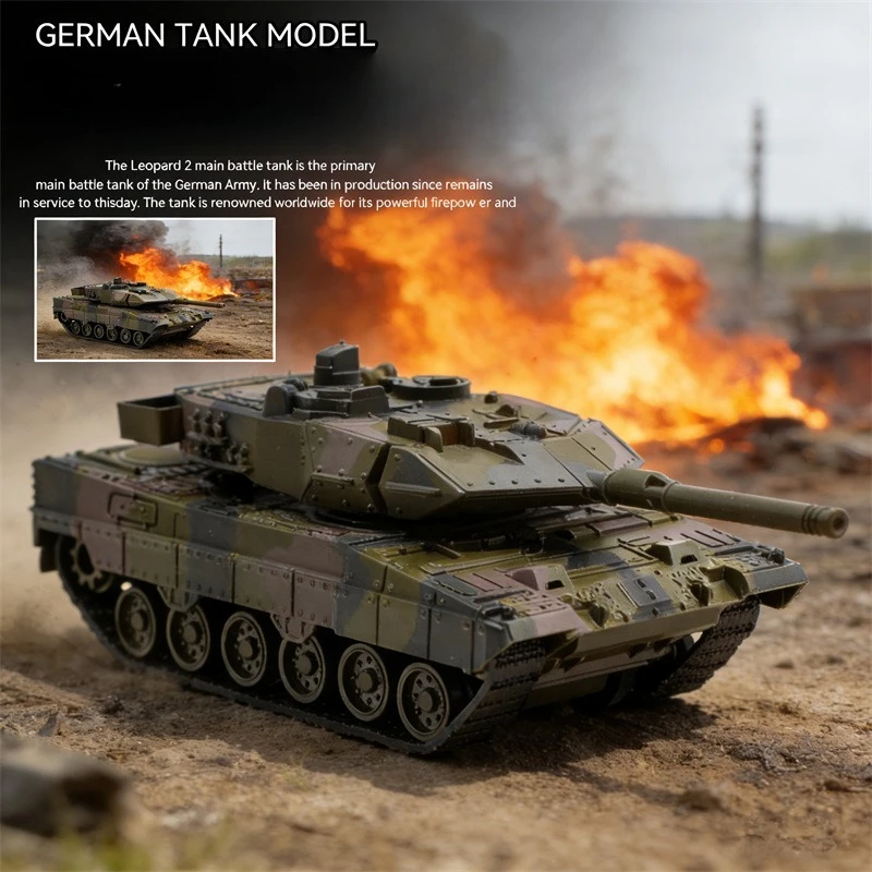 1:60 Alloy Military German Leopard 2 Main Battle Tank Simulation Track Model, New Toys Home Decoration Hobby Collection