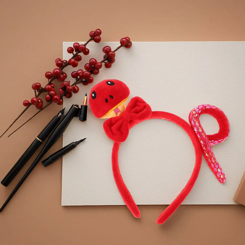 

2 шт. повязки на голову с изображением змеи, милые мультяшные повязки с животными для фестивалей, вечеринок, косплея, украшения для празднования Весеннего фестиваля