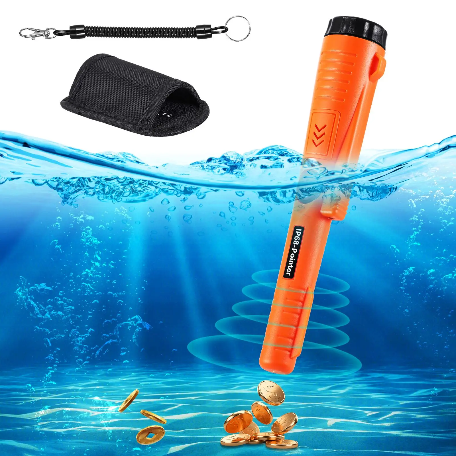 

Handheld Metal Detector IP68 Waterproof Positioning Rod 360° Detection Garden Detecting High Sensitive Metal Detectors Pointer