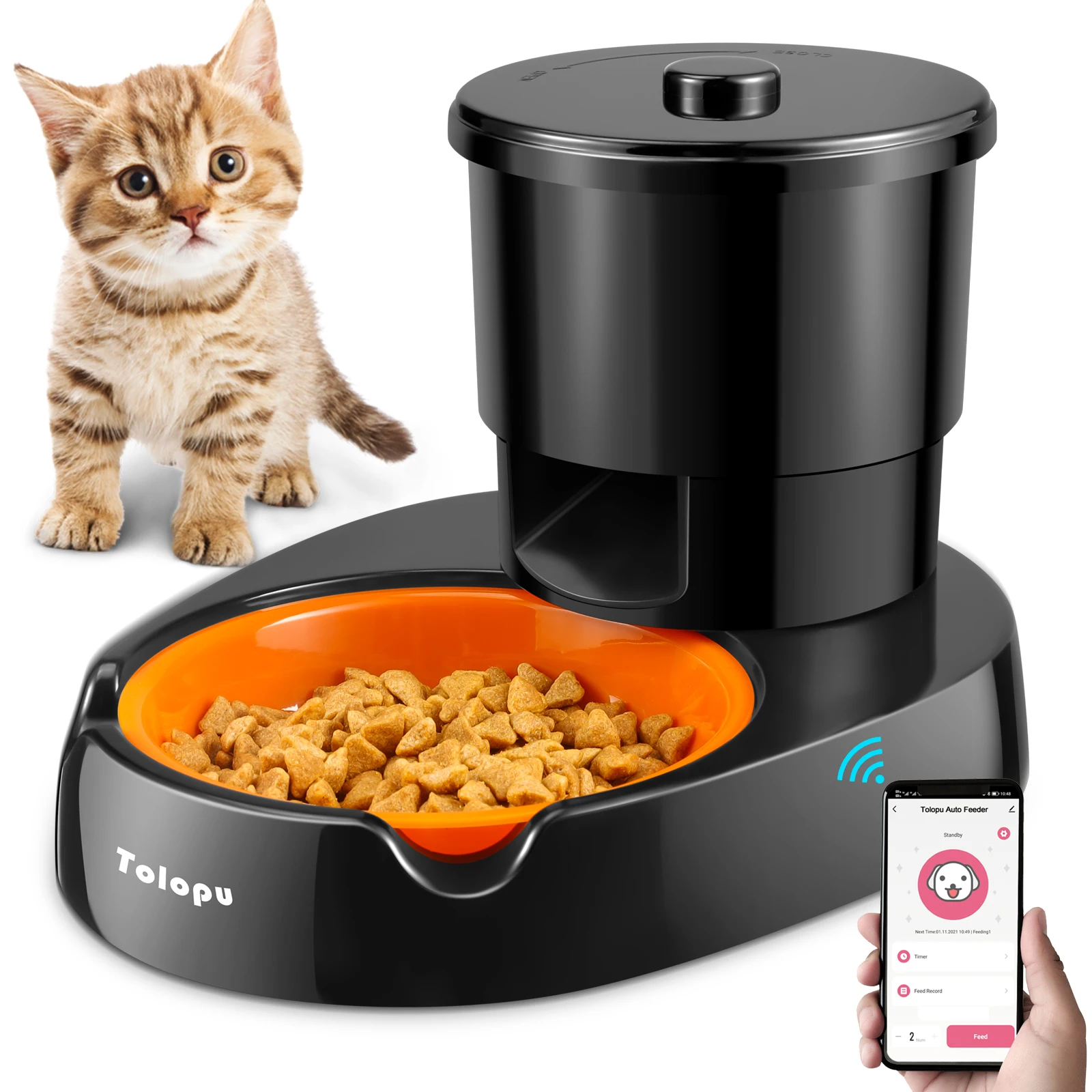 

Automatic pet feeder for dogs and cats with food dispenser, smart pet feeder with mobile app control