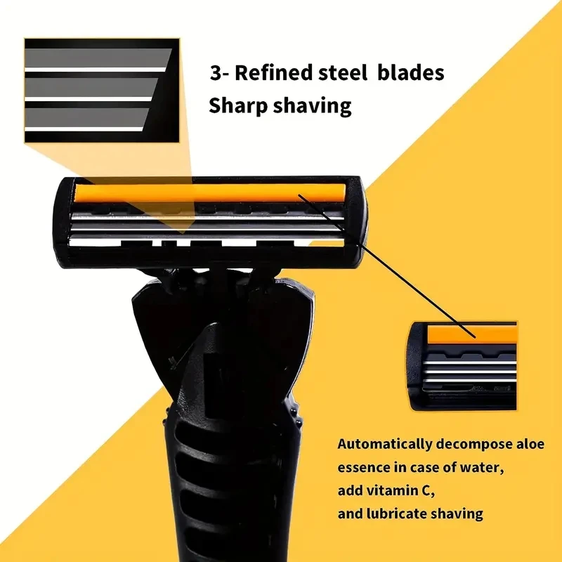 Men And Women Manual Safety Razor Blade 3-Layer Stainless Steel Hair Removal Shaving Blades Replaceable Shaver Head