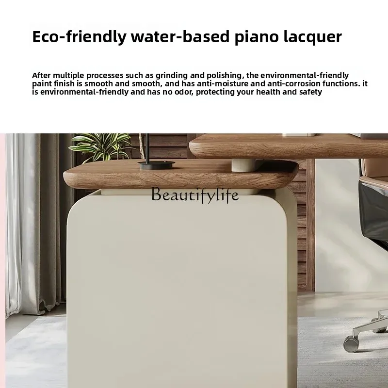 مكتب على الطراز العتيق وخزانة ذات أدراج، كمبيوتر من الخشب الصلب قابل للتمديد وحديث وبسيط