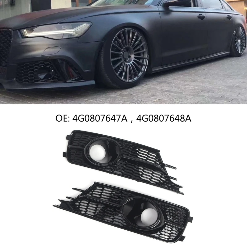 1 Pair Front Fog Light Grille Cover for C7 2016-2018 4G0807647A 4G0807648A Replacement Bumper Fog Lamp Grille Trim