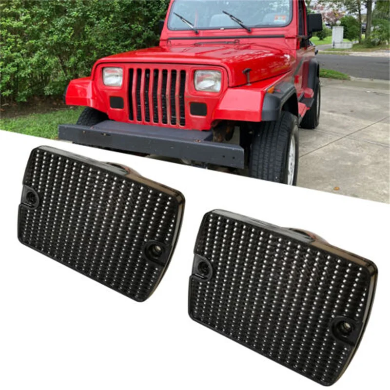 Przydymiony przedni kierunkowskaz Obudowa świateł obrysowych bursztynowo-czarna do Jeep Wrangler YJ 1987-1995
