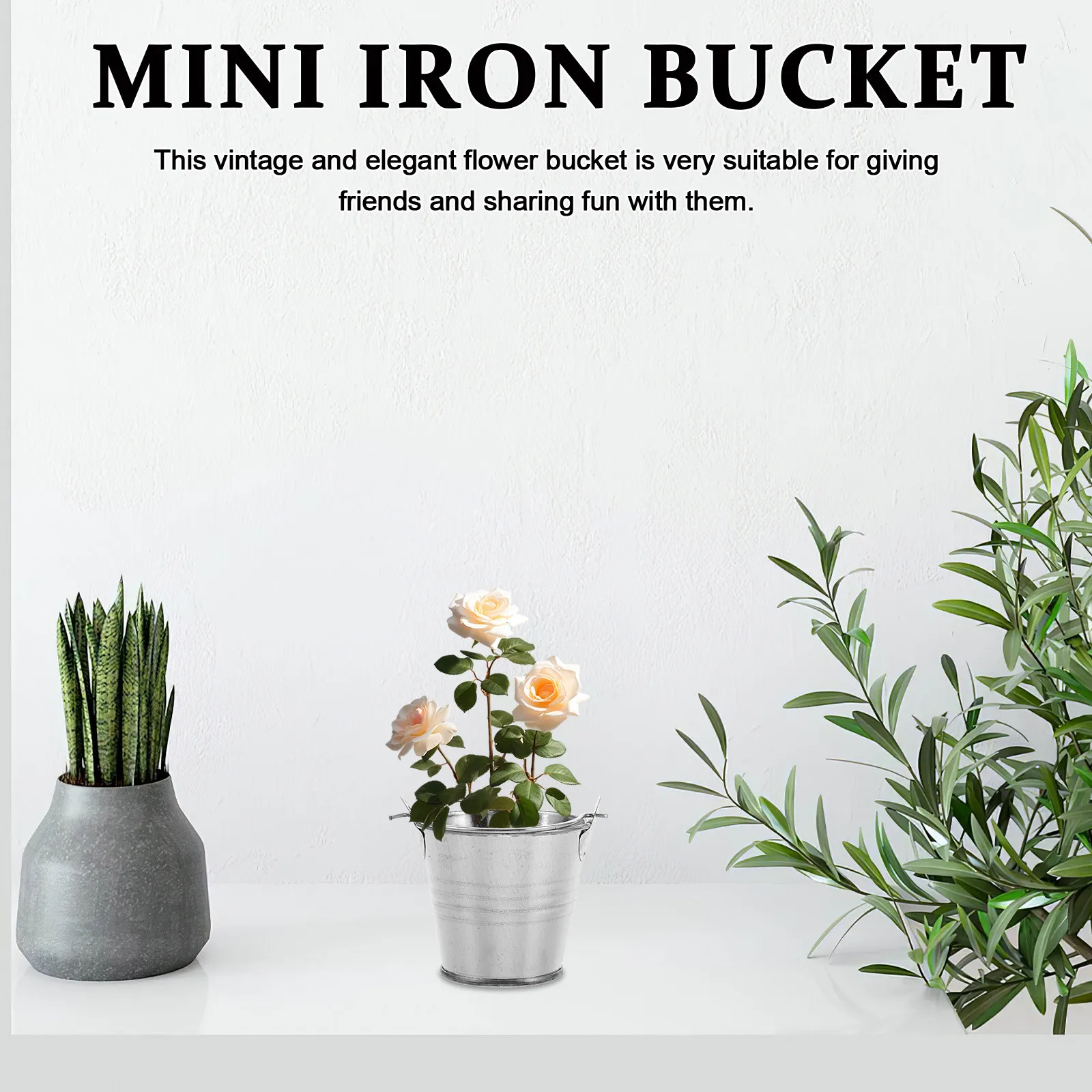 Mini Iron Bucket Flower Pot Set – 4pcs Vintage Metal Succulent Planters for Home, Garden & Retro Decor