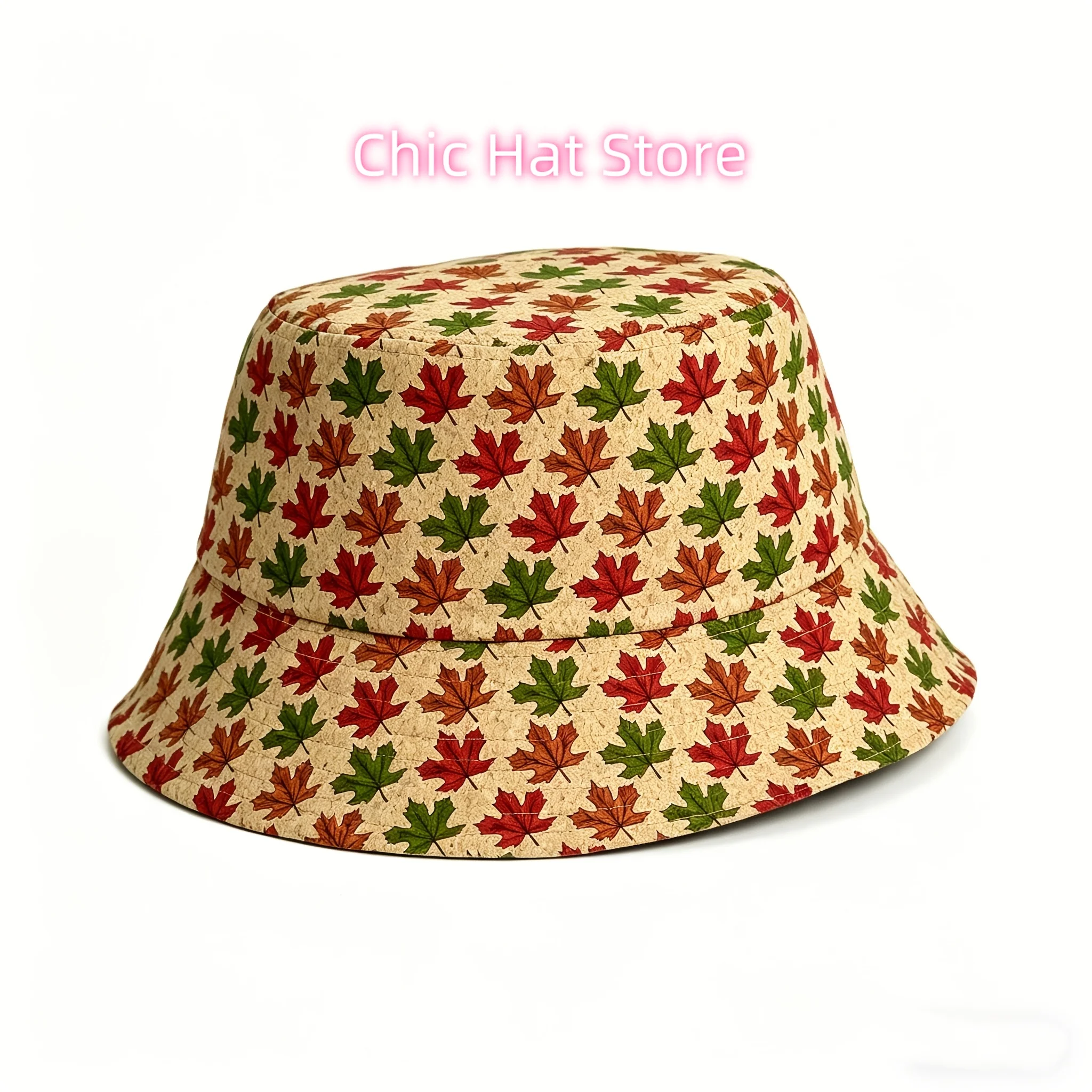 New Bark Wood Grain Bucket Hat, Maple Leaf Pattern, Suitable for Parties And Outdoor Activities Hat Casual Four Seasons Outdoor