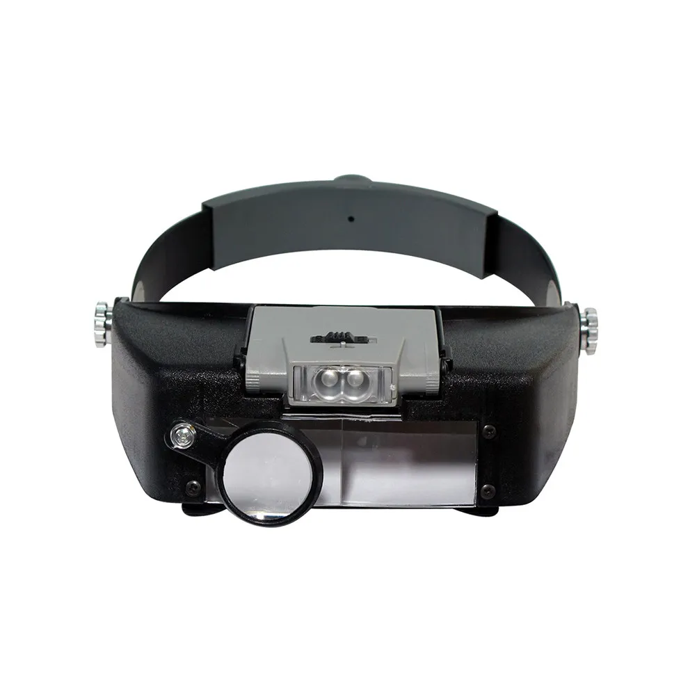Wearable Magnifier Head Visor Black Adjustable Lens 3 Types LED Work Light Sewing Reading Coin Stamp Crafts Electronics Repair