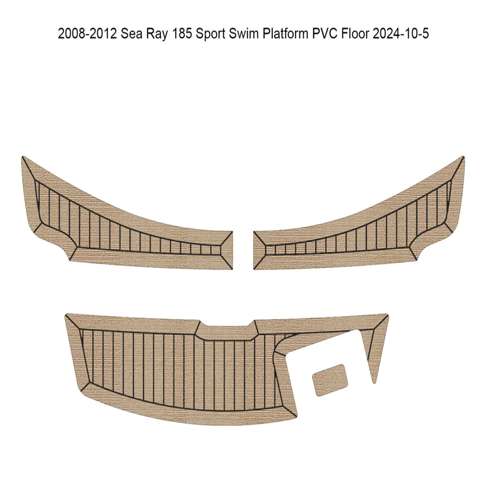 2008-2012 Sea Ray 185 Sport Synthetic PVC Teak Swim Platform Pad Mat Floor Flooring Teak Color With Black Caulking Lines