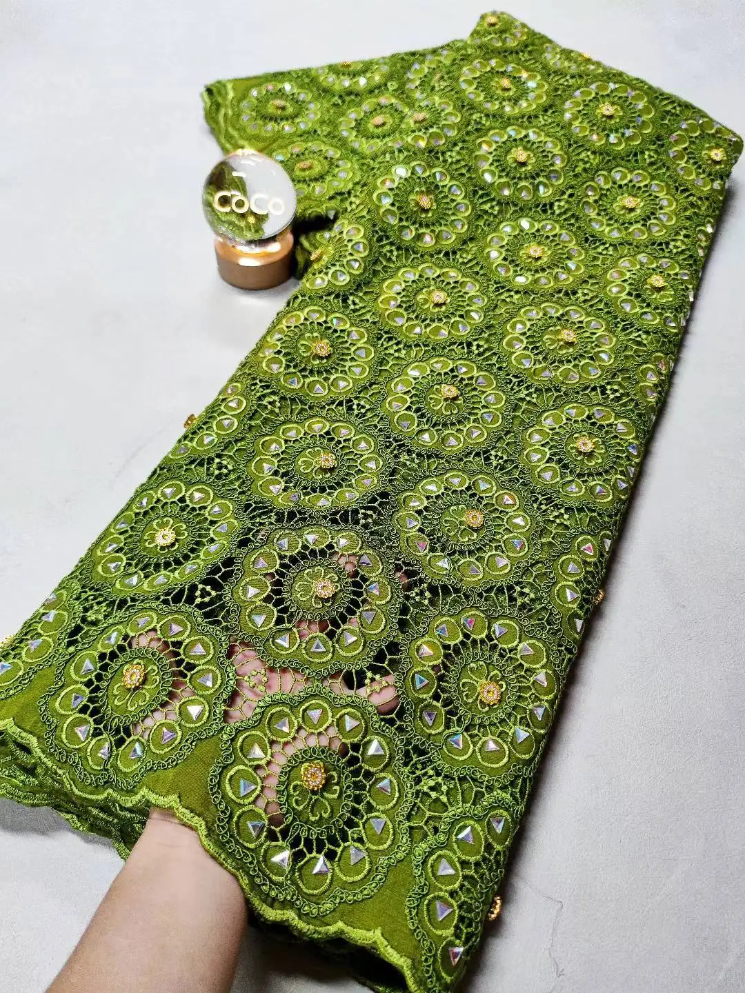 

2025 Africa Nigerian High Quality Sequins for Wedding Tulle Lace Fabric Dress Chiffon Party Guipure 5Yard Sewing cotton XL104