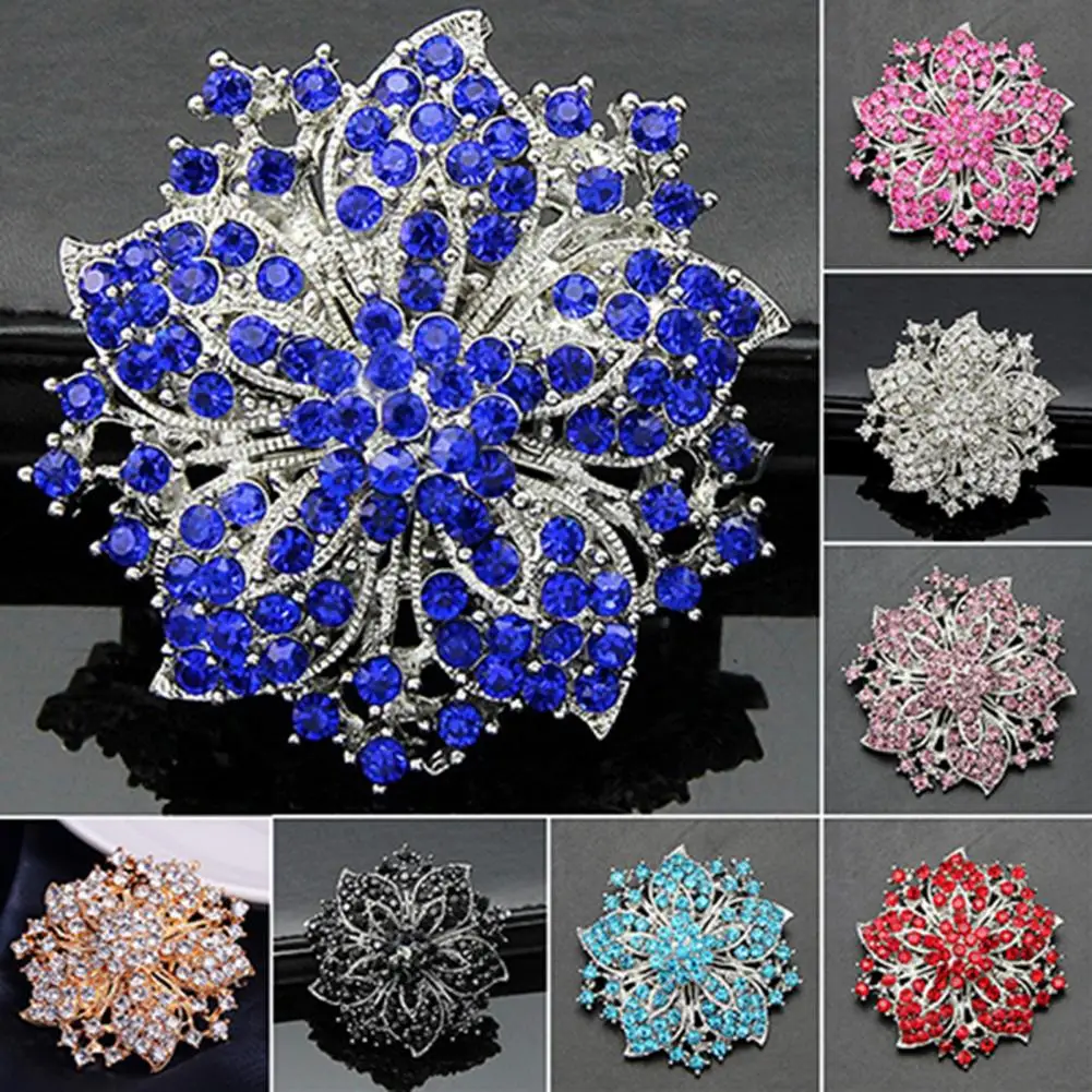 Brooch Portable Brooch Pin Round Flower Shape No Deformation  Fashion Women Rhinestone Round Blossom Brooch