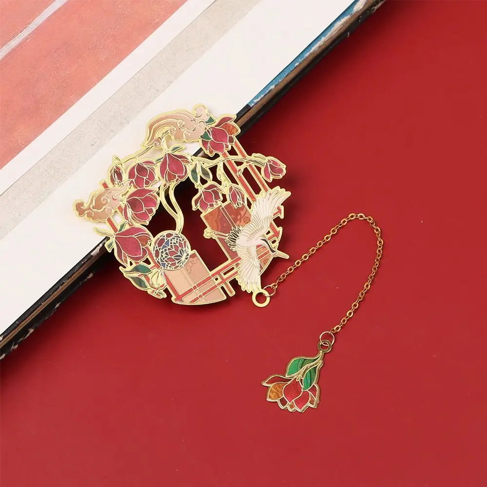 

Chinese style School Office Supplies Metal Pendant Tassel Pagination Mark Book Clip Painted Brass Bookmark
