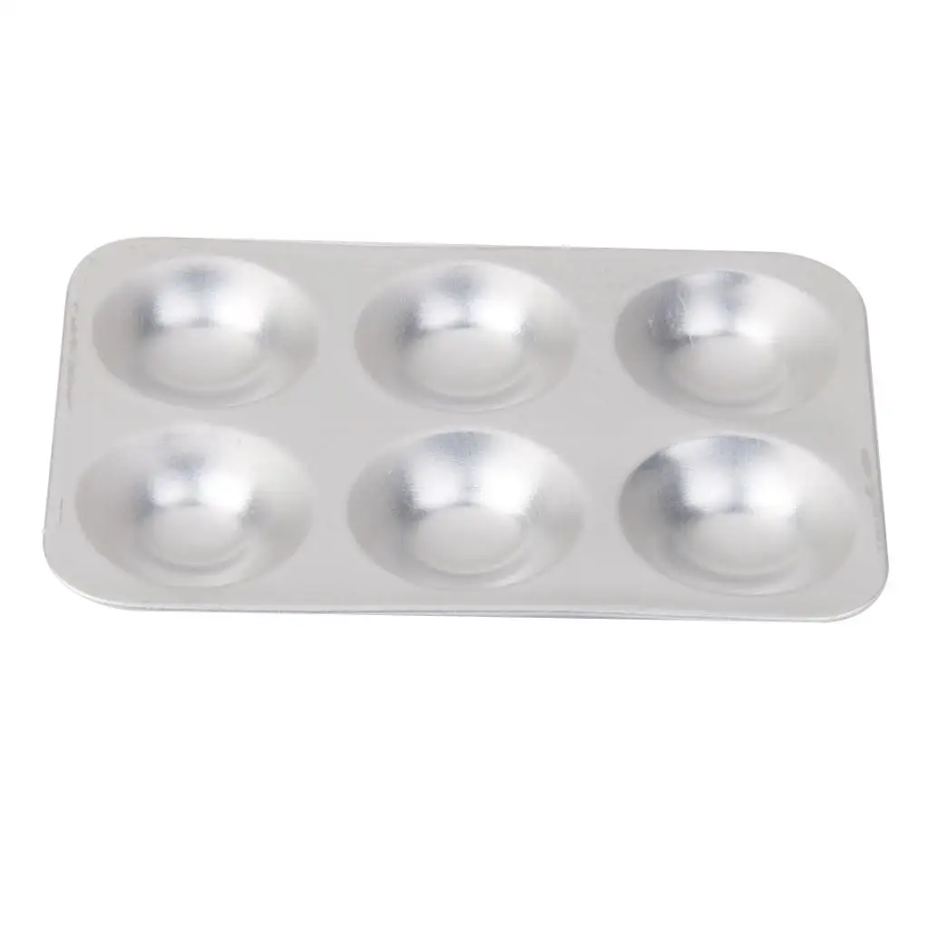 Silver Aluminum Art Palette Six Well Durable Portable Painting Tray for Students Artists Children