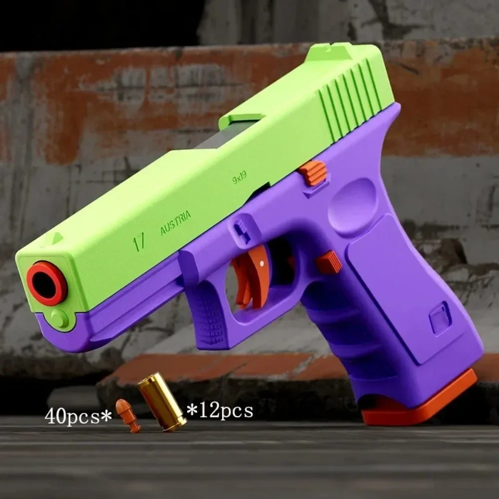 Carcasa de lanzamiento G17, tiro automático, bala suave de rábano, pistola de juguete de disparo continuo, juego de tiro deportivo al aire libre para niños