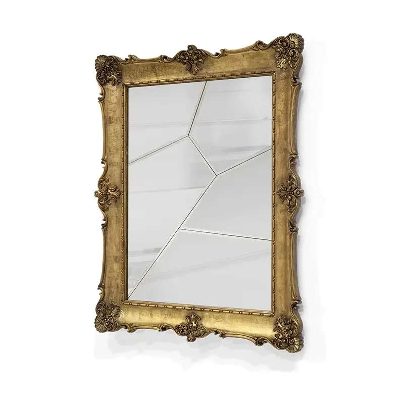 for  European Unique Wall Hanging Home Decoration Solid Wood Carving Flower Mirror Living Room Luxury Wall Decor