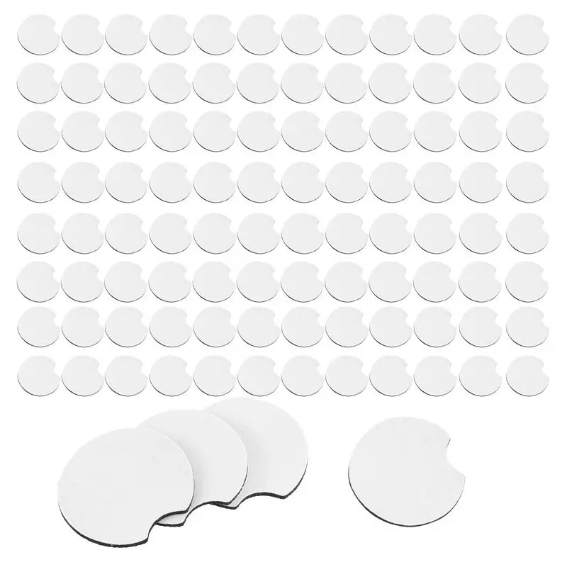 AA83 100 Pcs of Sublimation Blank Car Coasters, Round Opening Blank Coasters, Used for Sublimation DIY Crafts, Car Coasters
