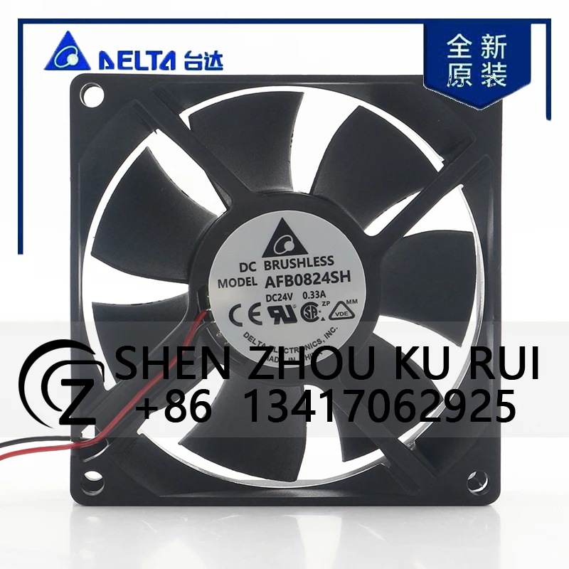 

Delta AFB0824SH 24VDC 0.33A 80*80*25MM 8025 8CM Original Brand-new Double Ball Bearing Frequency Converter Cooling Axial Fan