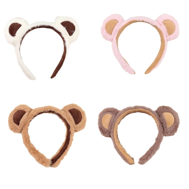 Delicate Plush Furry Bear Hair Hoop Headbands Hair Bands Party Decoration for Girls and Womens Photo Props