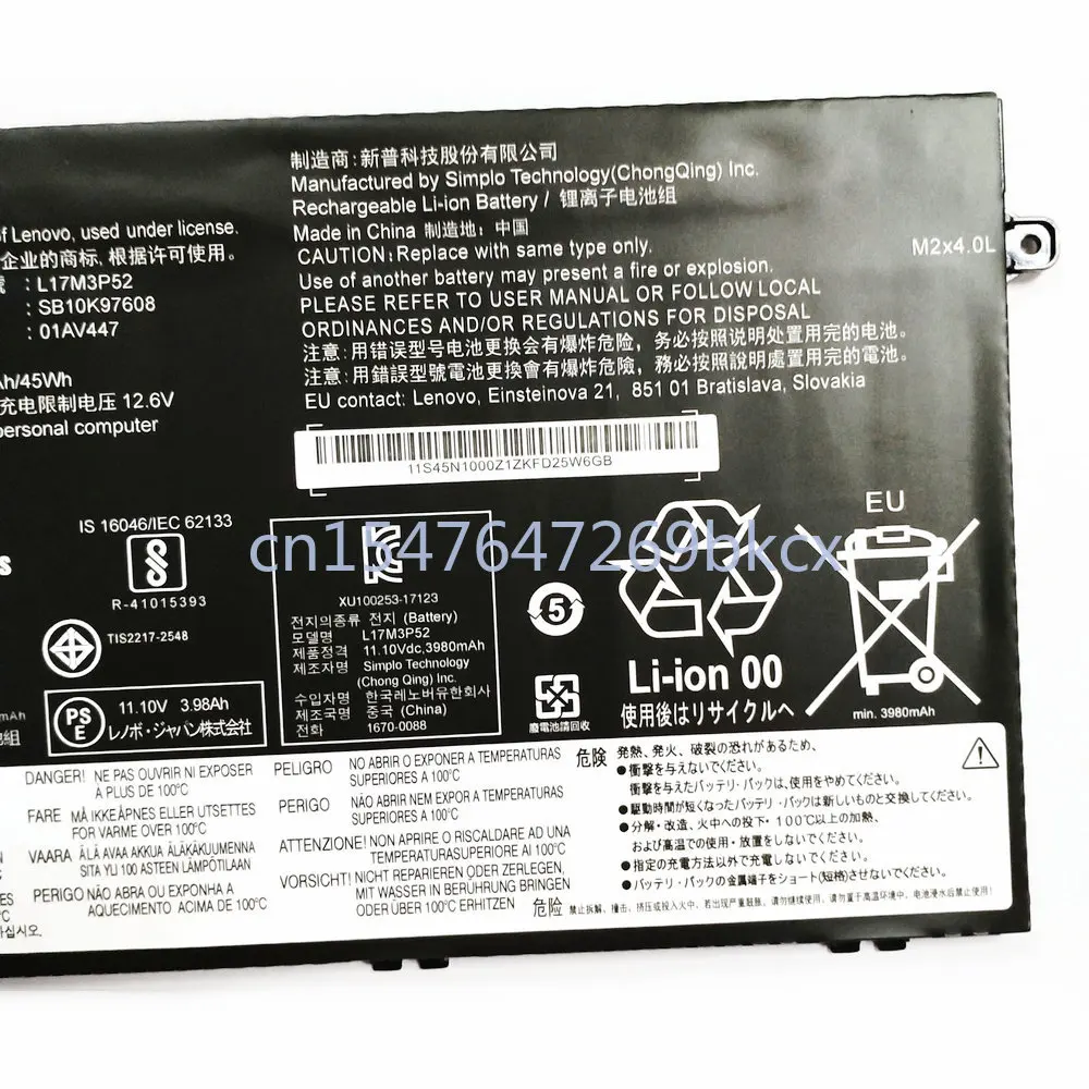 High Quality NEW L17M3P52 Laptop Battery For ThinkPad E480 E485 E580 E490 E590 E585 E595 R480 R580 01AV448 L17M3P52 L17L3P51 L1