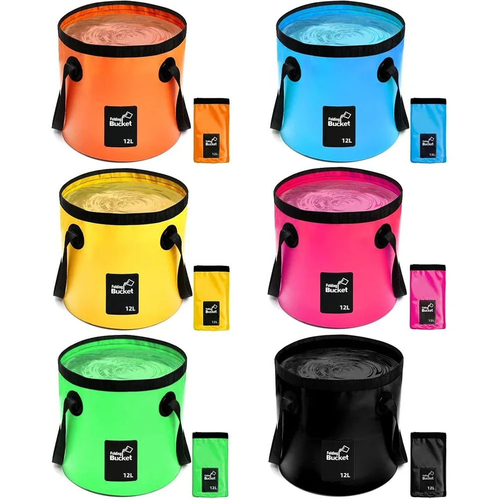 Portable Collapsible Bucket, Water Storage Bag with Straps, Multifunctional Folding Water Container Fishing Bucket Outdoor Camp