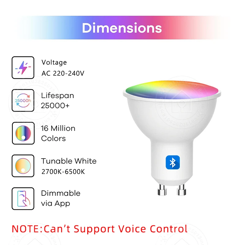 GU10 Bluetooth Лампа Tuya Smart Bulb RGB 220V Светодиодные лампы Smart Led Bulb APP Control Lamp 5 7 9 Вт с регулируемой яркостью для комнаты Домашний декор