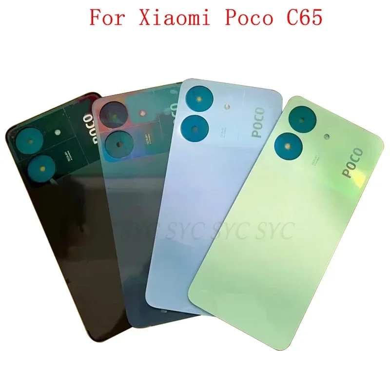 

Back Door Battery Cover Case Housing For Xiaomi Poco C65 Rear Cover with Adhesive Sticker Logo Repair Parts