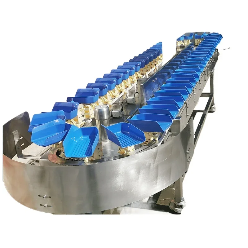 Pesatrice e classificatrice dinamica per piedi di pollo e cosce di pollo